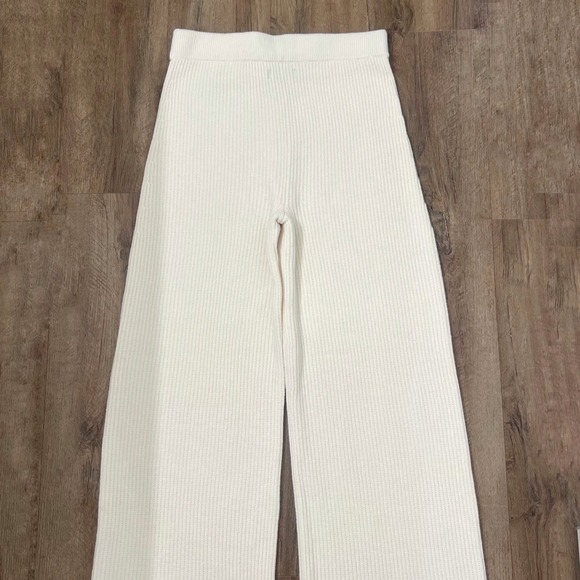 Gap Cashsoft Shaker Stitch Sweater Knit‎ Pants Beige Wide Leg Pull On S - Picture 7 of 10